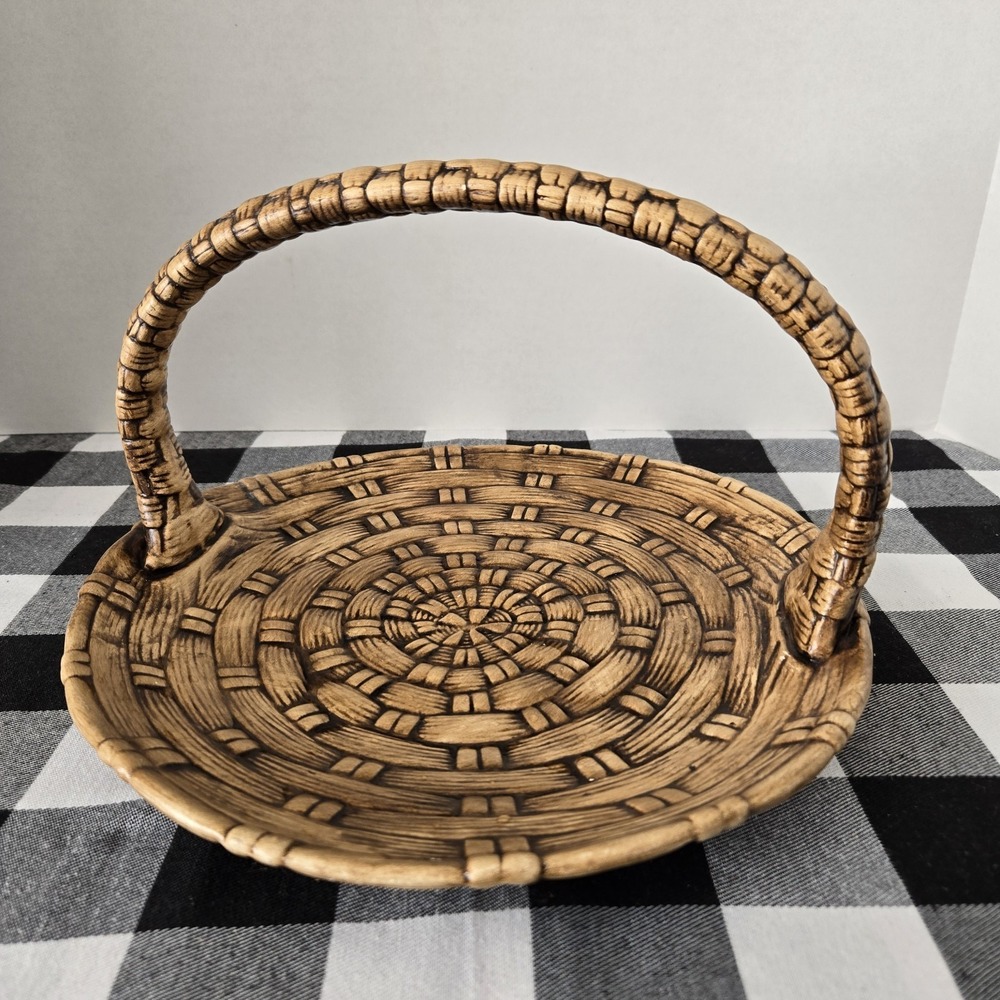 Ceramic Weave‎ Textured Basket Spring Easter Decor 12" Diameter  8" Height